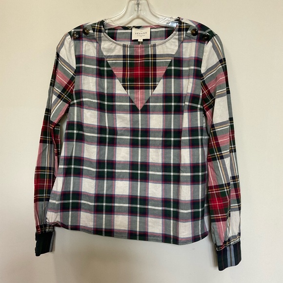 Sezane Tops - Sezane Victorian Plaid Long Sleeve Top Size 34 US 2